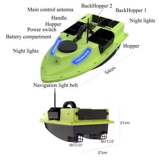 Лодки за захранка Лодка за захранка D19 с  GPS - 100 точки, сонар, сак за лодка и зарядно 12V